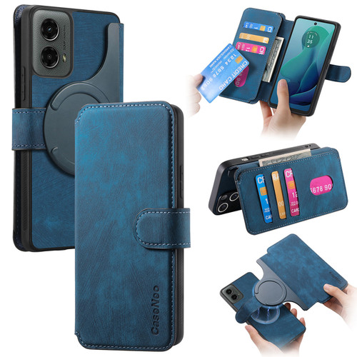 Moto G 5G 2024 CaseNeo MagSafe RFID Anti-theft Retro Leather Phone Case - Blue